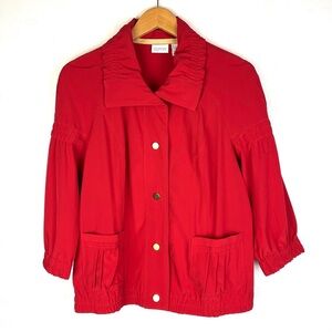 SALE Chico’s Zenergy Snap Front Lightweight Red Windbreaker Pockets size medium